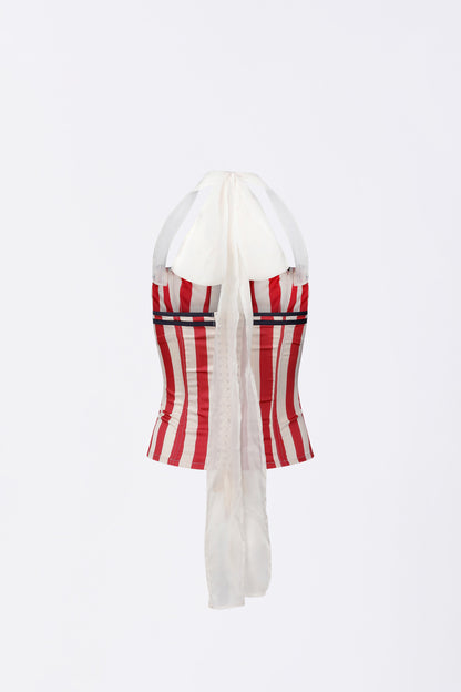 Marine Halter Corset Red Stripe