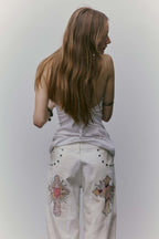 Sculptor X Ed Hardy Cracked Angel Denim Ivory