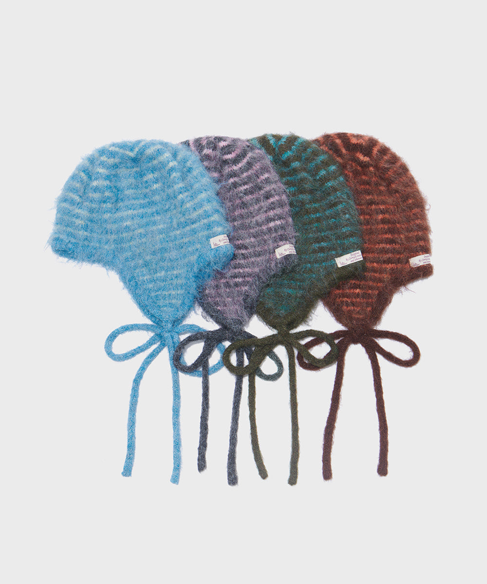 Rockfish Stripe Shaggy Knit Flap Cap / 4colors