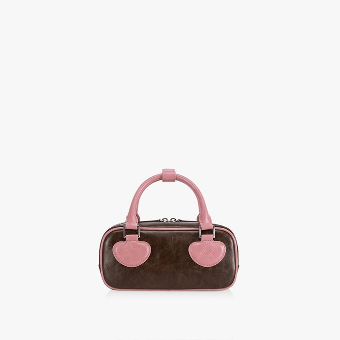 FINDKAPOOR Heart Block Bag 22 Crinkled - Pink/Brown