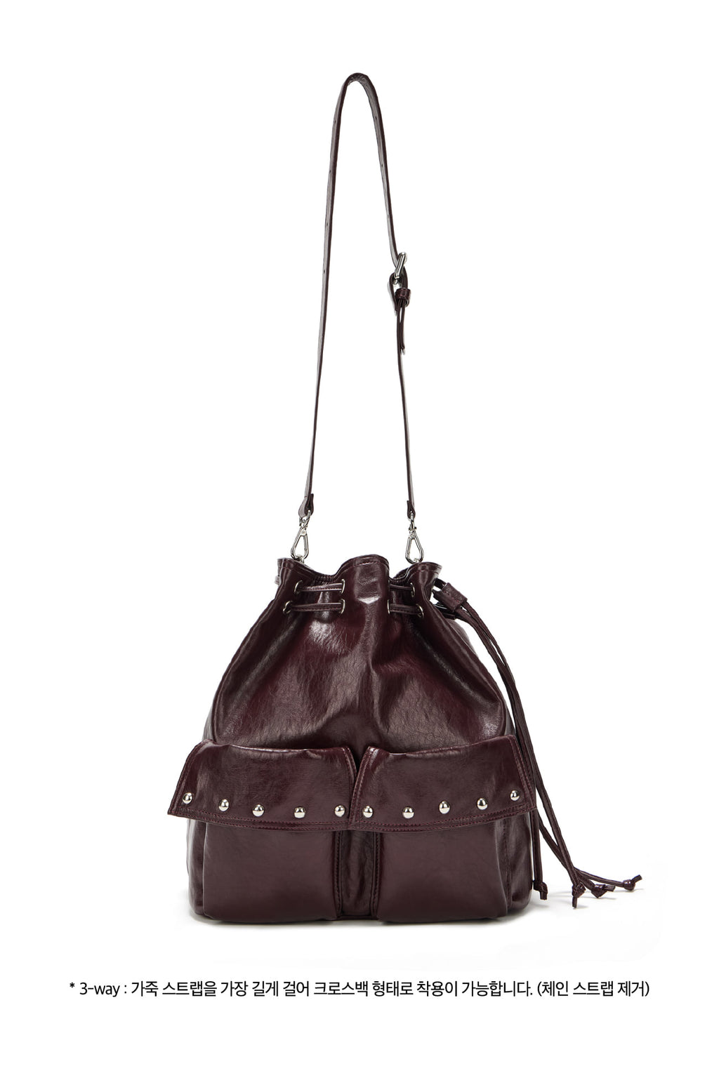 DEINET 5-WAY STUD POCKET MULTI BAG IN BURGUNDY