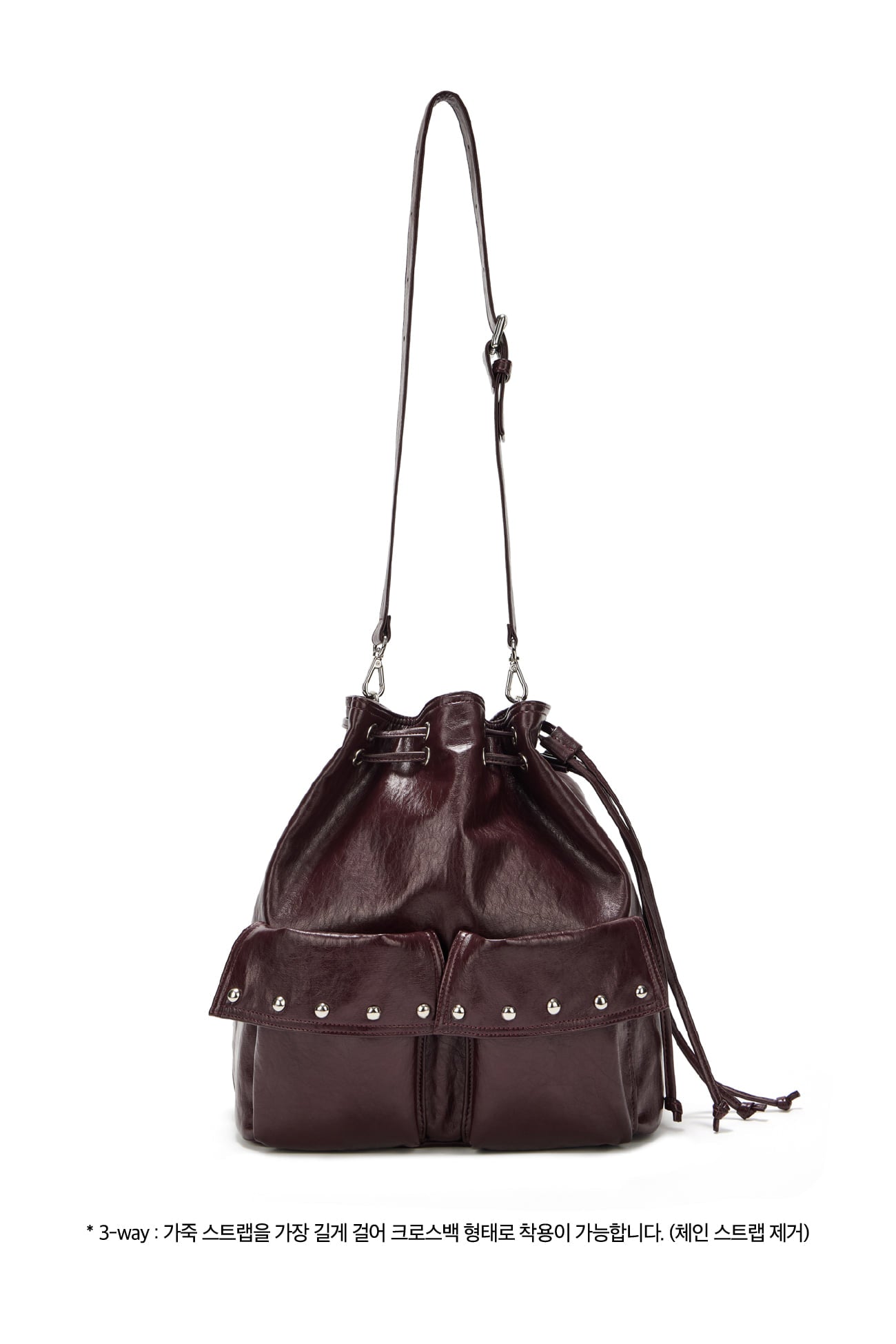 DEINET 5-WAY STUD POCKET MULTI BAG IN BURGUNDY