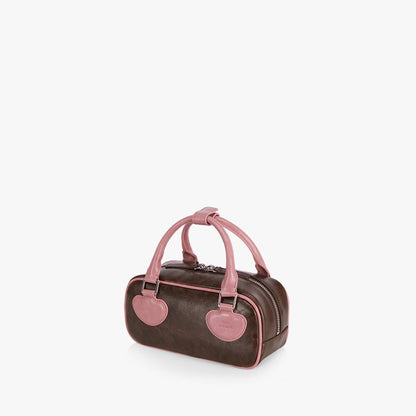 FINDKAPOOR Heart Block Bag 22 Crinkled - Pink/Brown