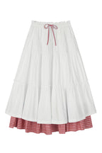 CHECK LONG CANCAN SKIRT (RED)