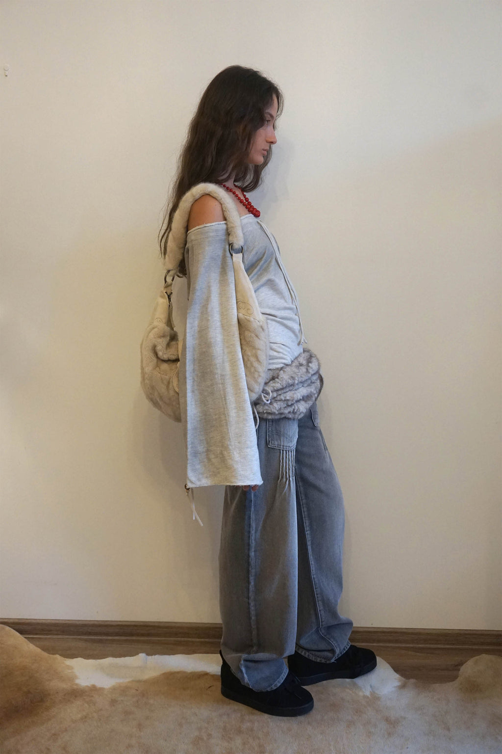 Sculptor Wide Bell Sleeve Sweatshirt Oatmeal