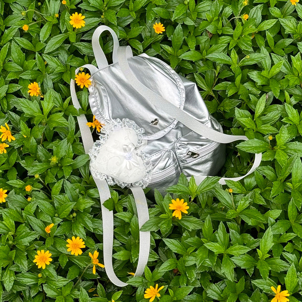 RONRON RUFFLE POINTED MINI BACKPACK SILVER