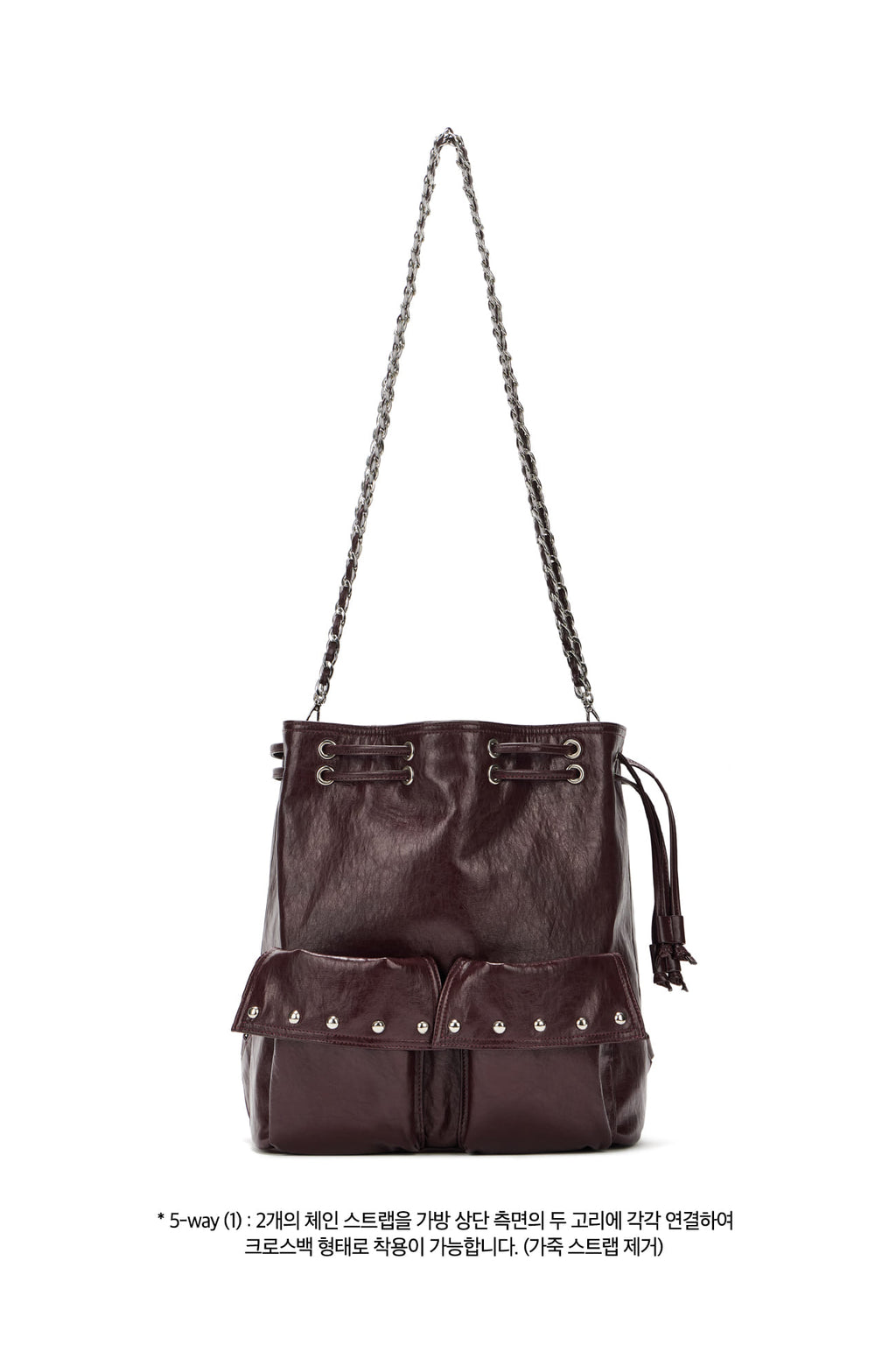 DEINET 5-WAY STUD POCKET MULTI BAG IN BURGUNDY