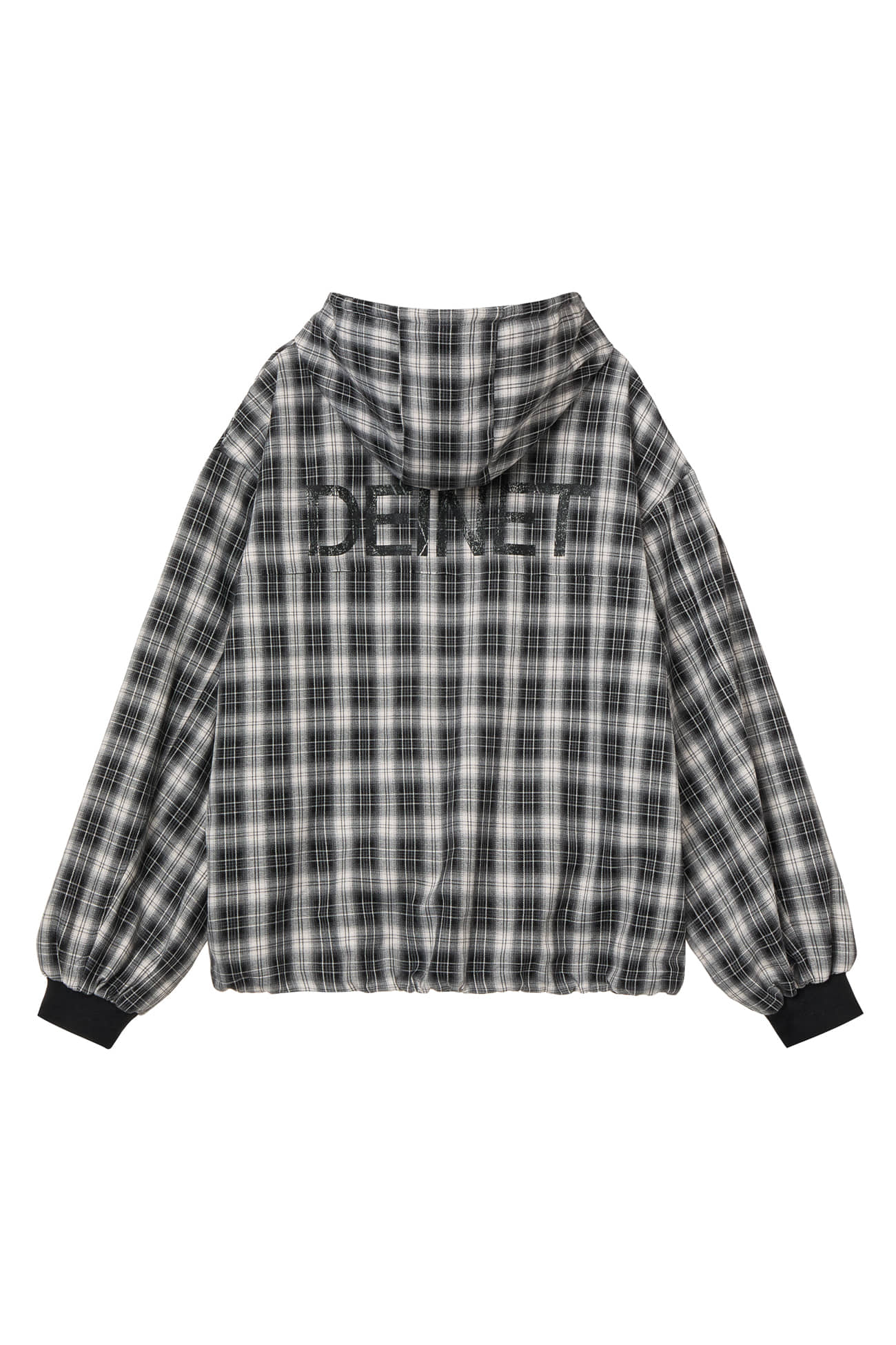 DEINET CHECK BOMBER JACKET IN BLACK