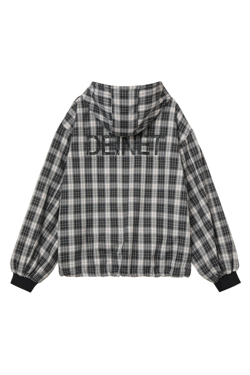DEINET CHECK BOMBER JACKET IN BLACK