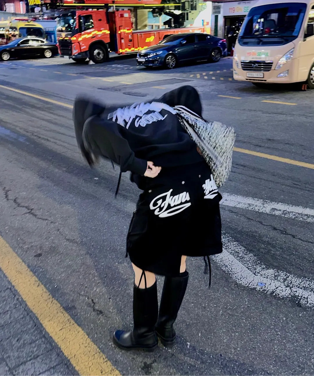 NASTY FANCY CLUB CARGO LETTERING BERMUDA PANTS / BLACK