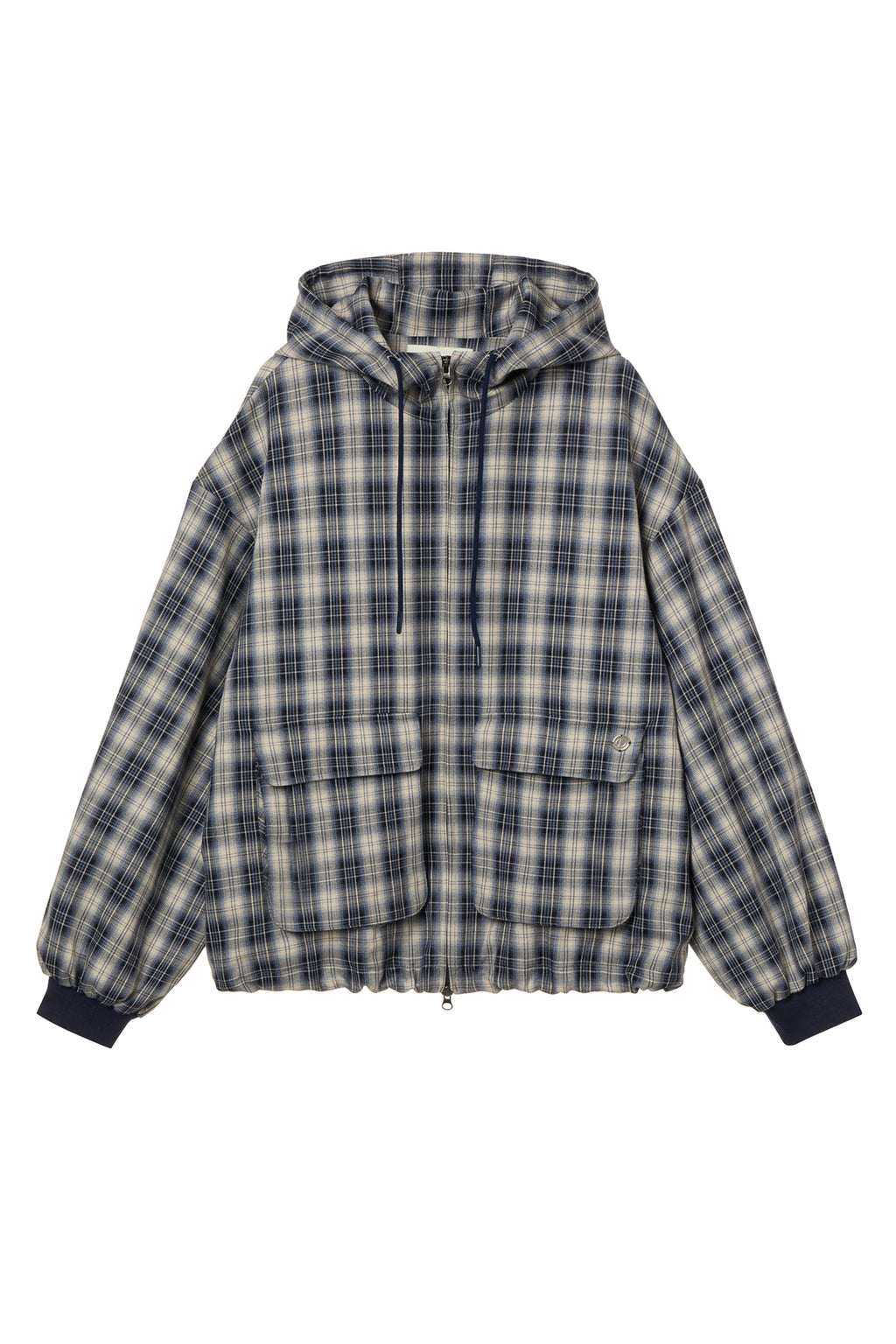 DEINET CHECK BOMBER JACKET IN NAVY
