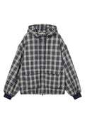 DEINET CHECK BOMBER JACKET IN NAVY