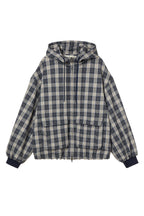 DEINET CHECK BOMBER JACKET IN NAVY