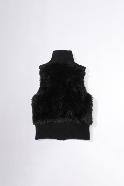 Sculptor Faux Fur Zip-Up Vest Black