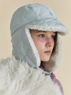 POESIEDAME PADDING EARFLAP HAT IN CLOVER ICEBERG