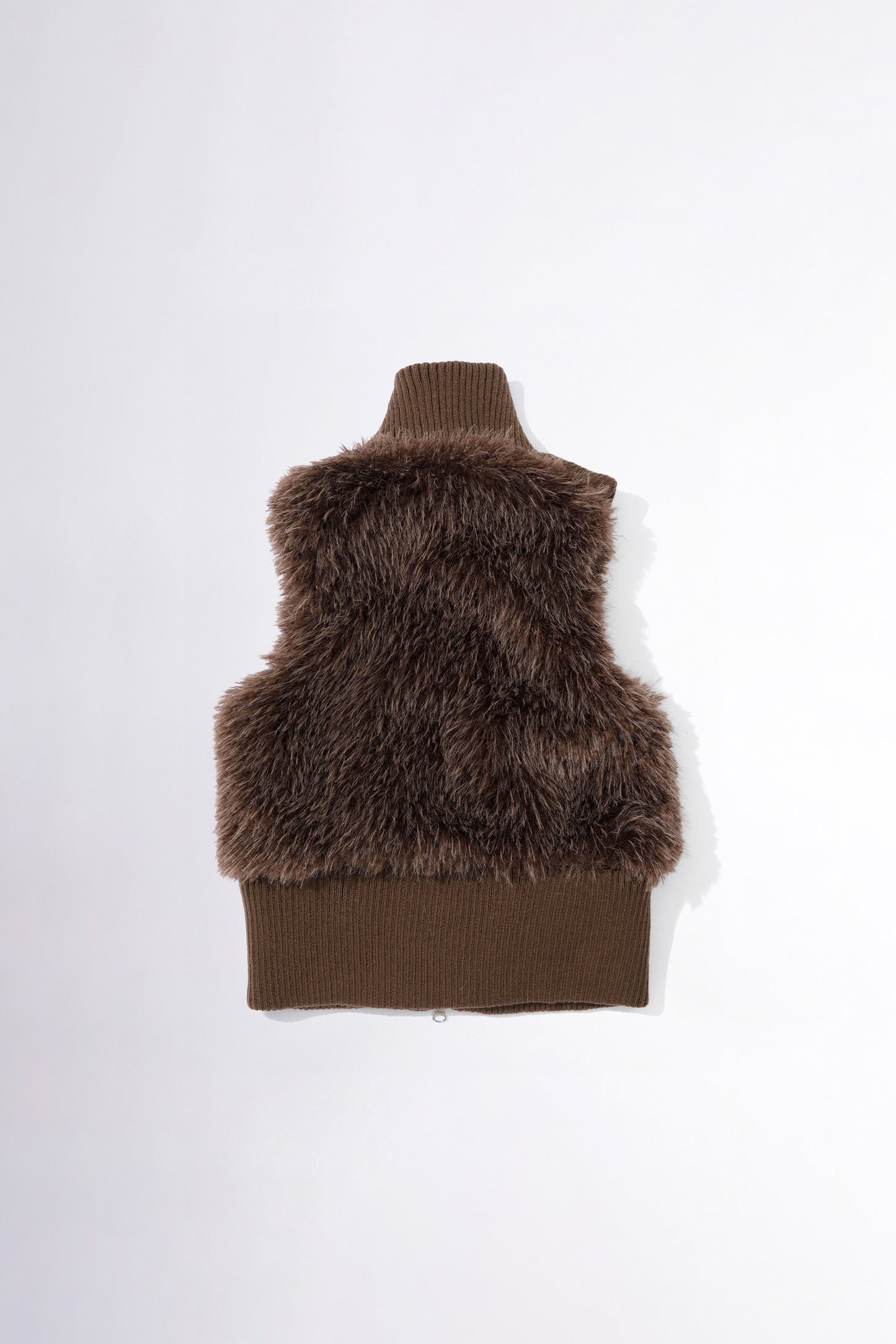 Sculptor Faux Fur Zip-Up Vest Brown