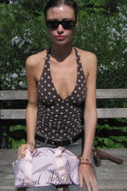 Dot Halter Top Brown
