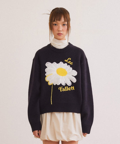 [Fallet x Lee] Sun Flower Knit / navy