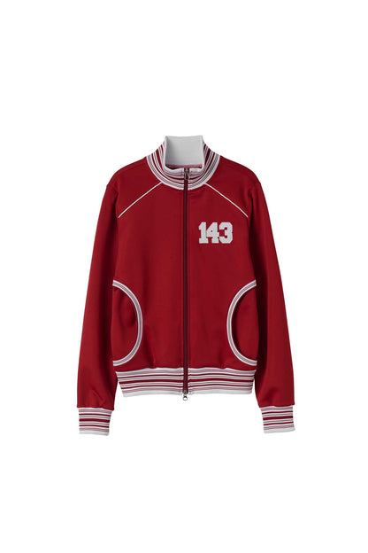 Sculptor Stripe Track Zip-Up Red