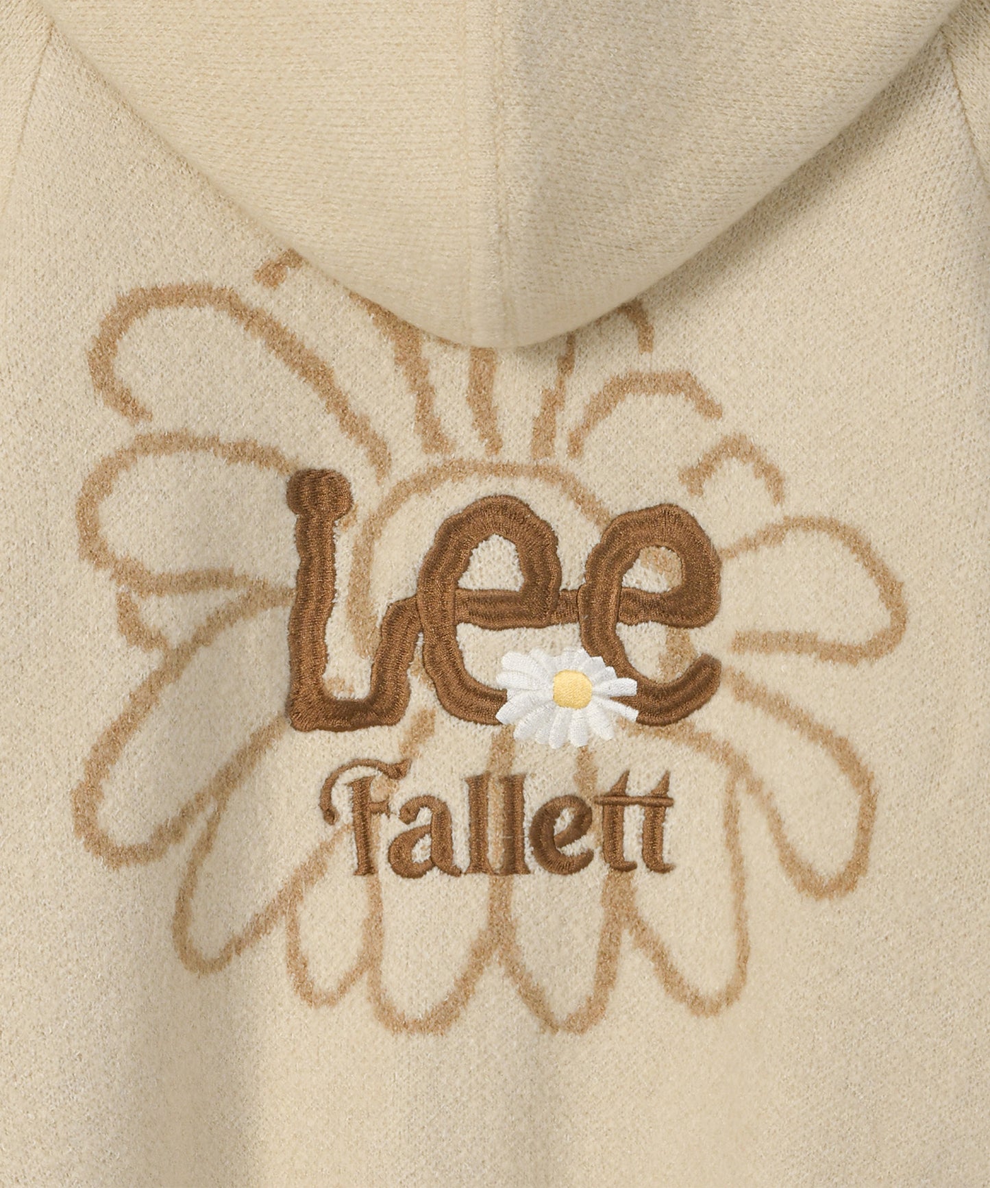 [Fallett x Lee] Sun Flower Logo Hoodie Knit Cardigan / ivory