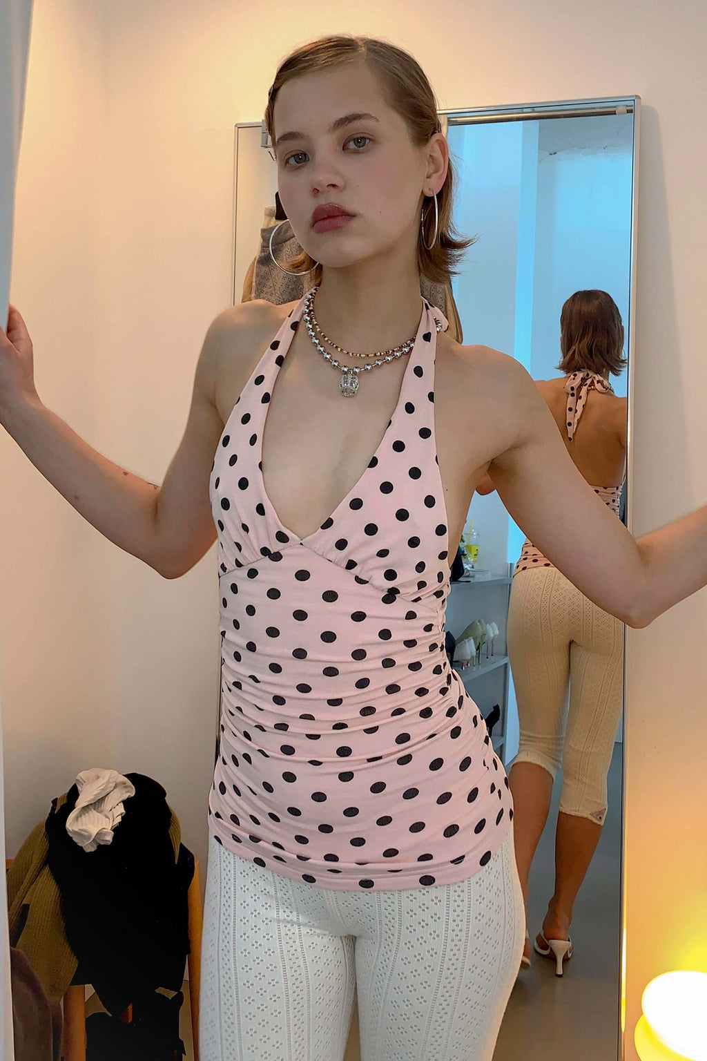 Dot Halter Top Pink