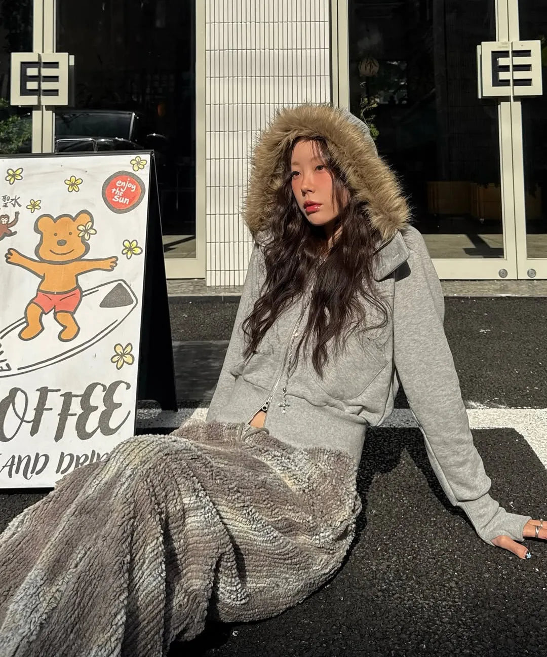 NASTY FANCY RUTHLESS FUR HOODED ZIP-UP (GRAY)