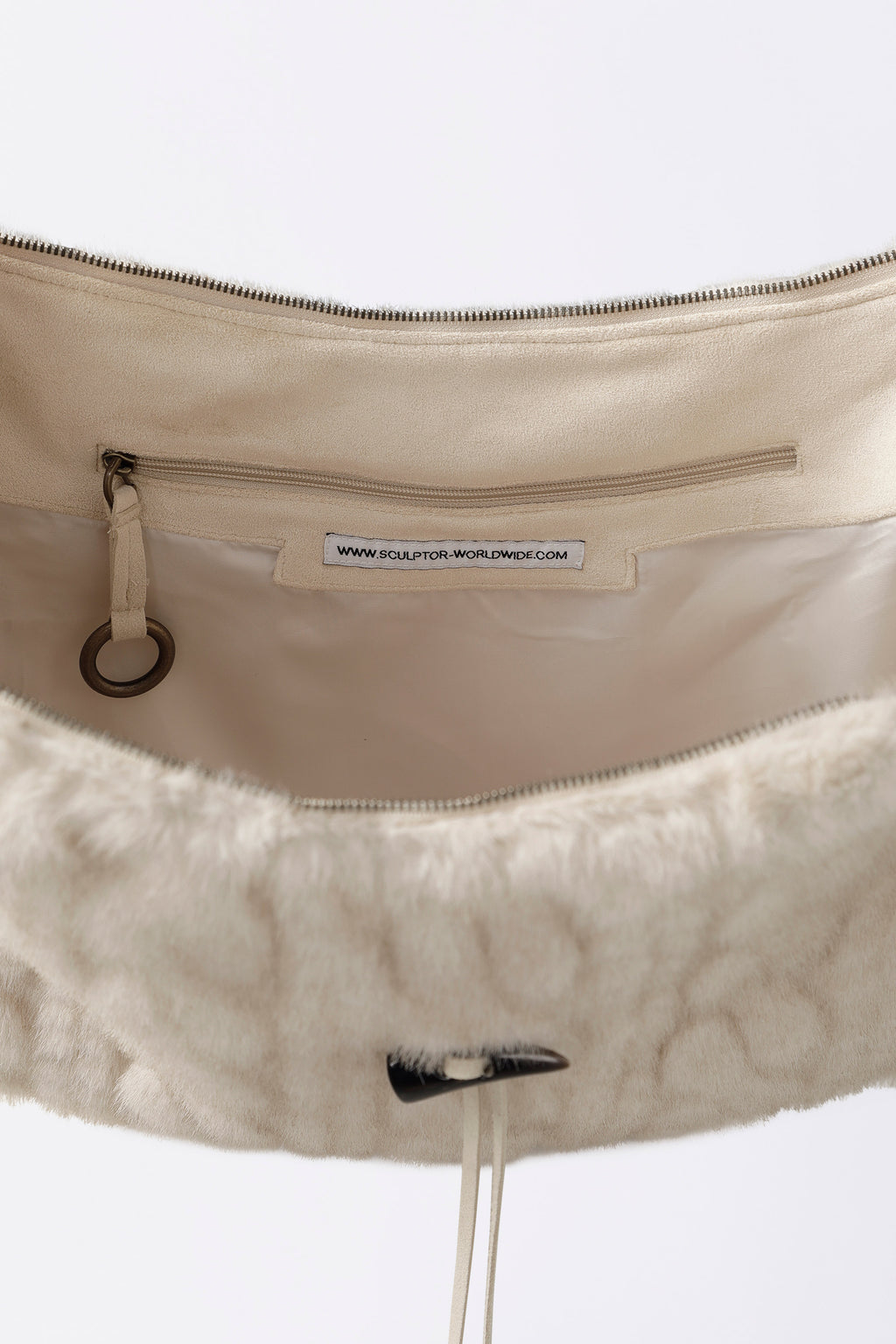 Sculptor Horseshoe Fur Bag Ivory