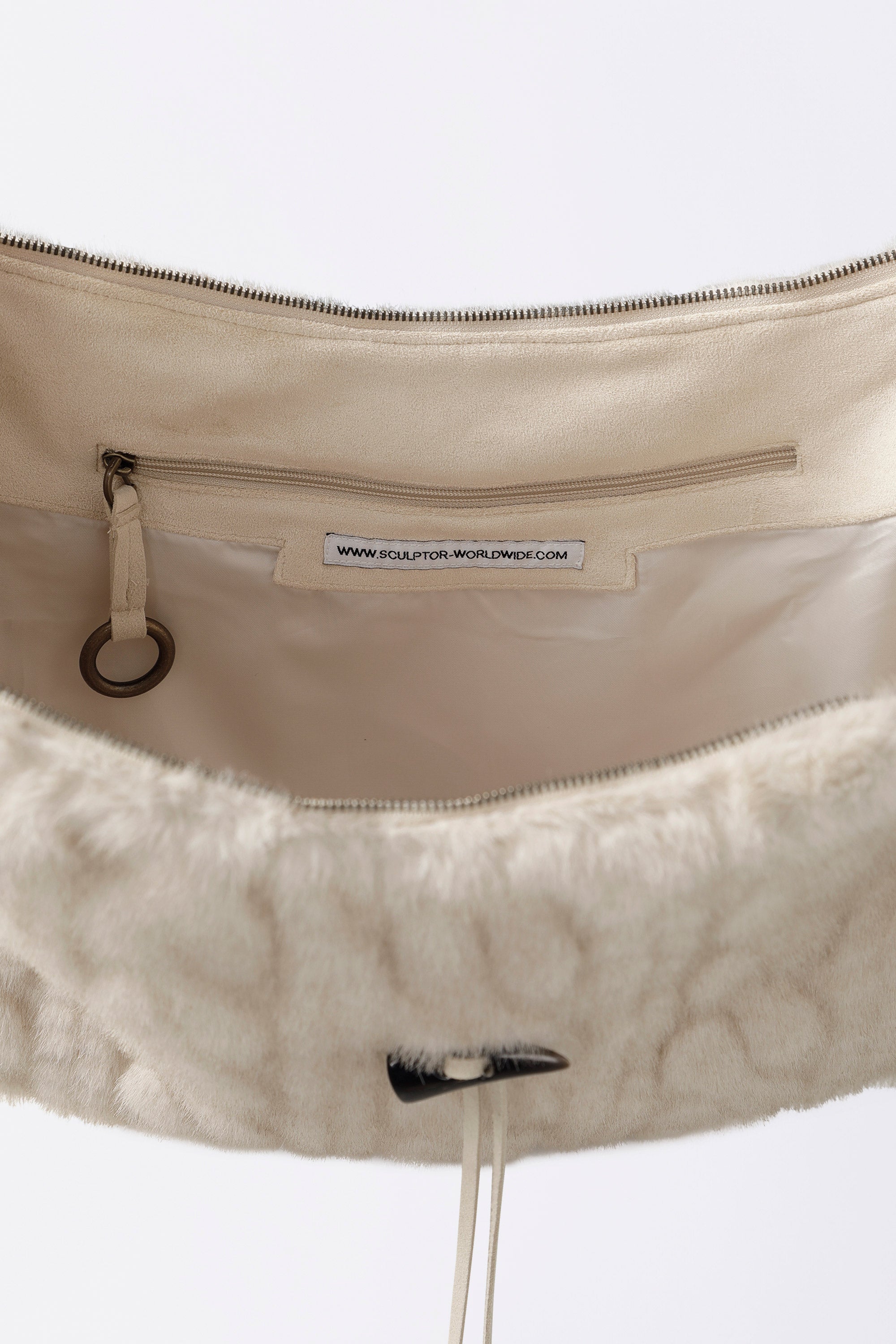 Sculptor Horseshoe Fur Bag Ivory