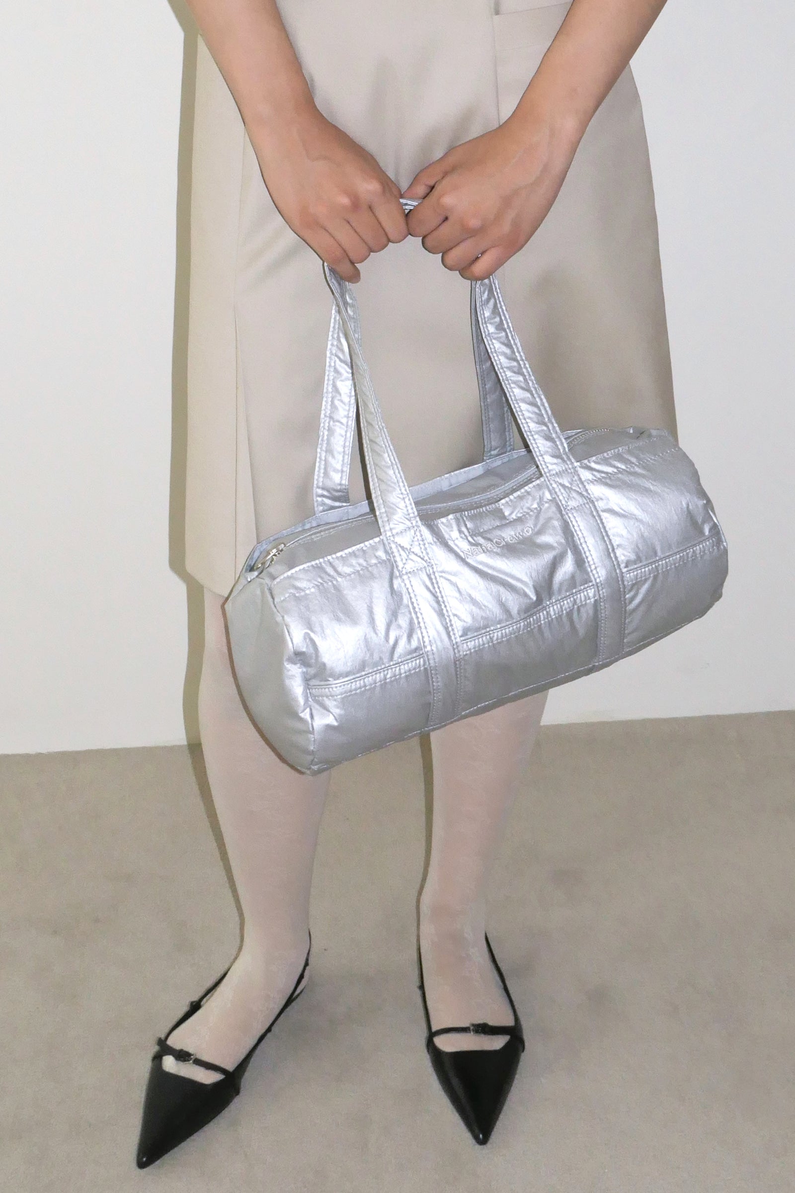 NANACREW MINI DUFFLE BAG - CRINKLE SILVER