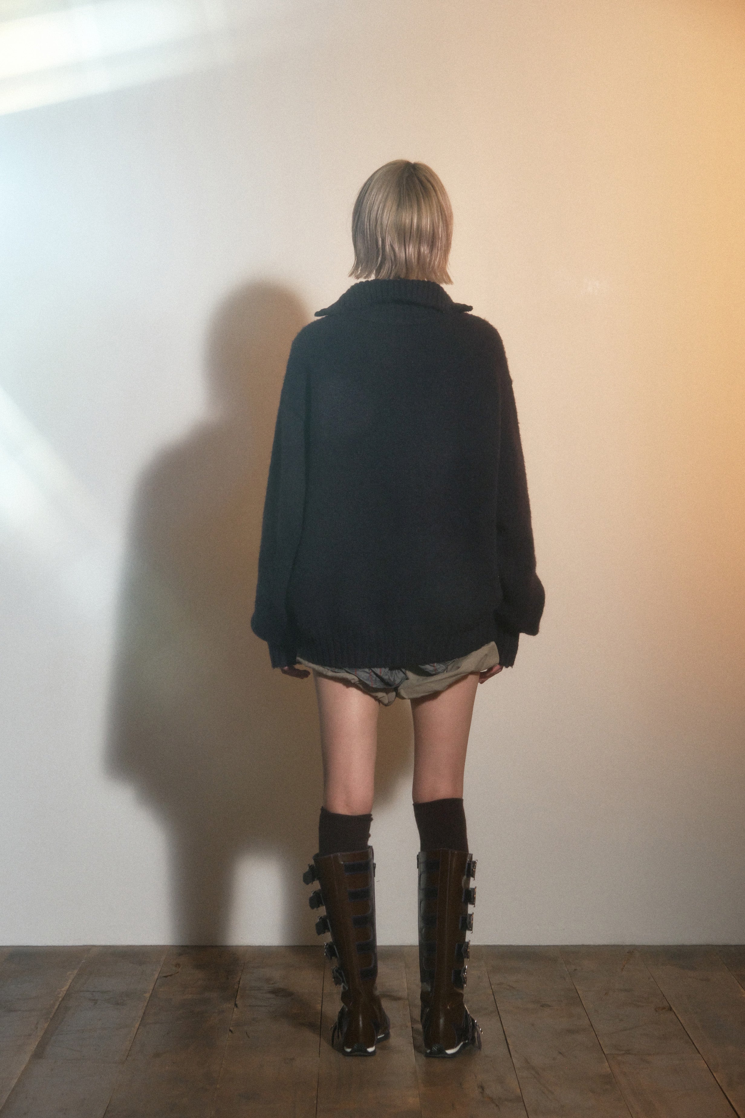[PORTERNA] BUTTON HALF PULL-OVER SWEATER_PURPLE