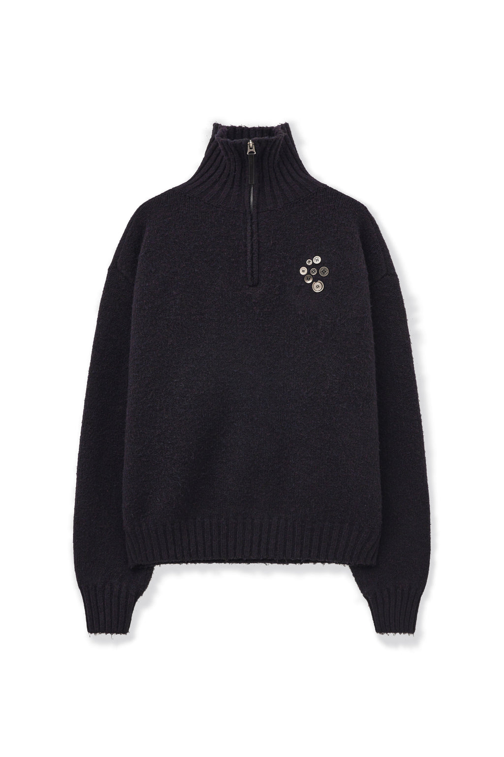 [PORTERNA] BUTTON HALF PULL-OVER SWEATER_PURPLE