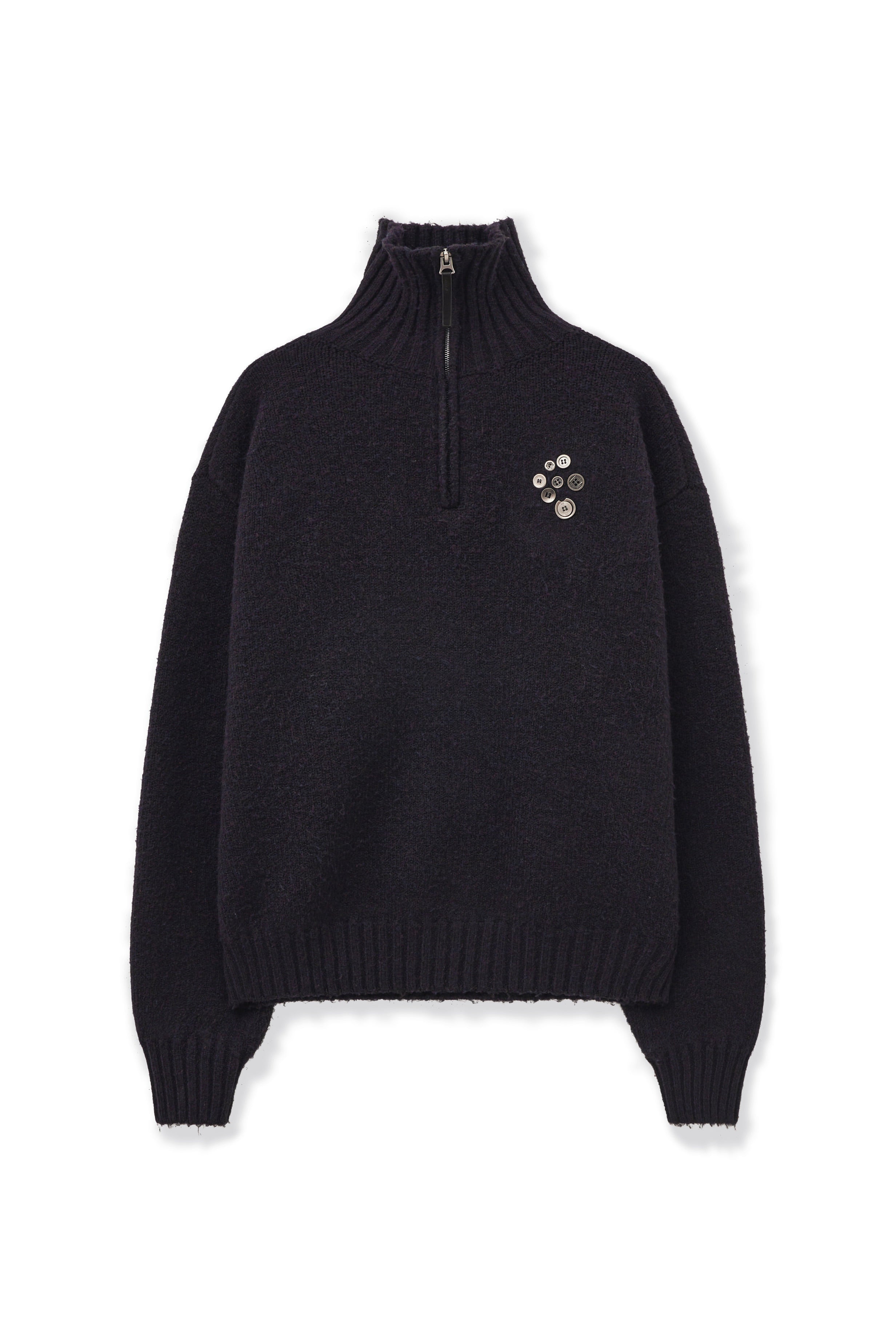 [PORTERNA] BUTTON HALF PULL-OVER SWEATER_PURPLE