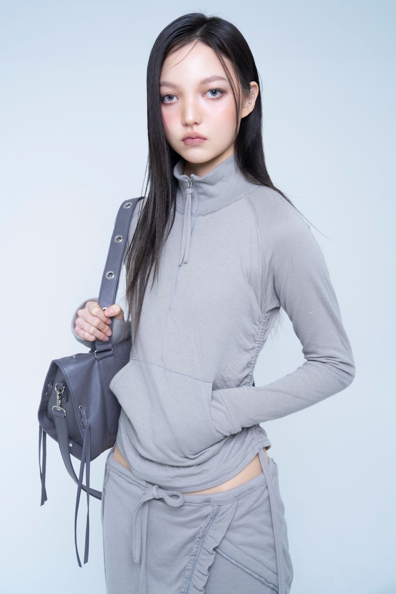 DEPC EYELET LEATHER BAG (VER.3) - GRAY