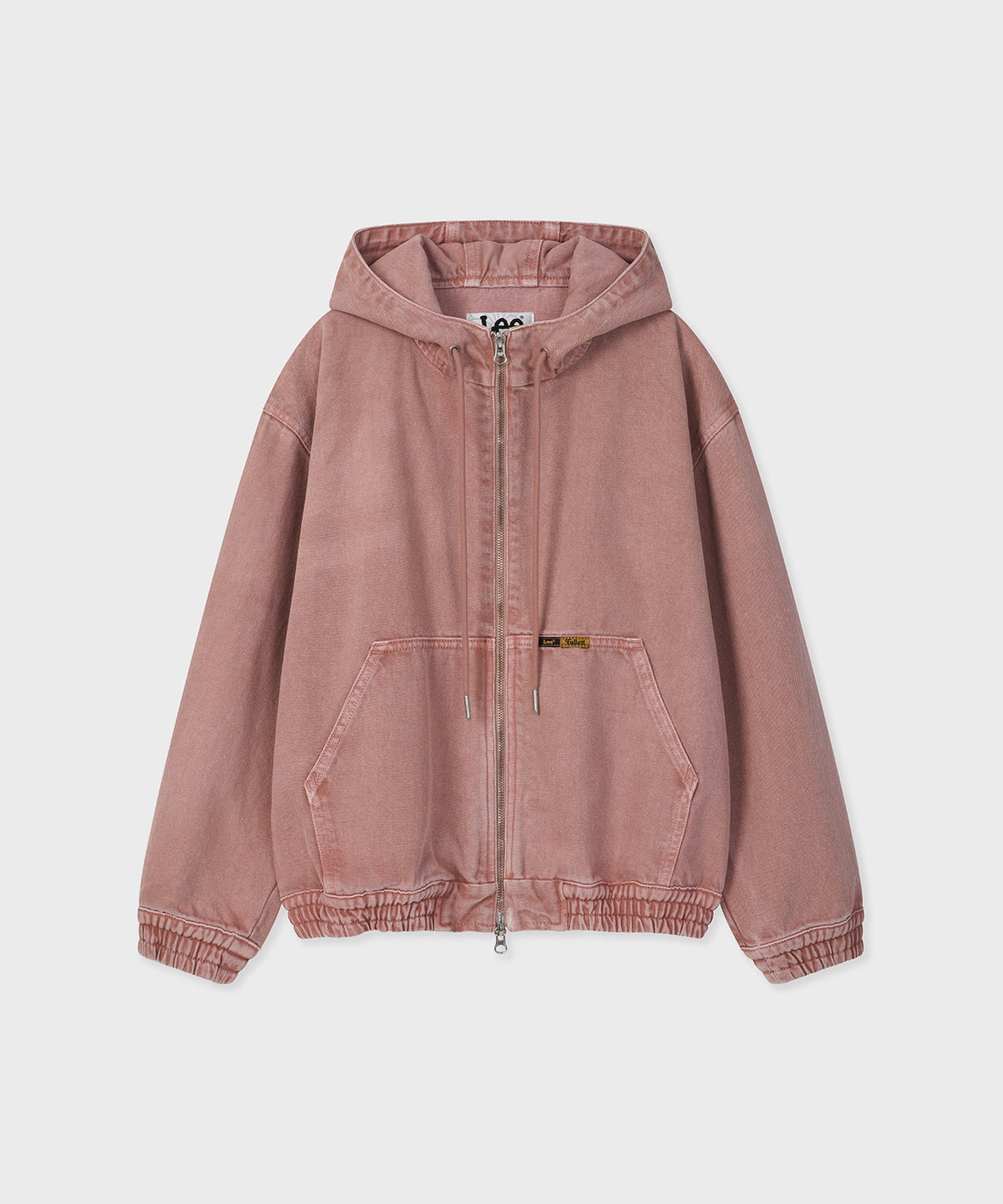 [Fallett x Lee] Washed Denim Hoodie Zip-Up / pink