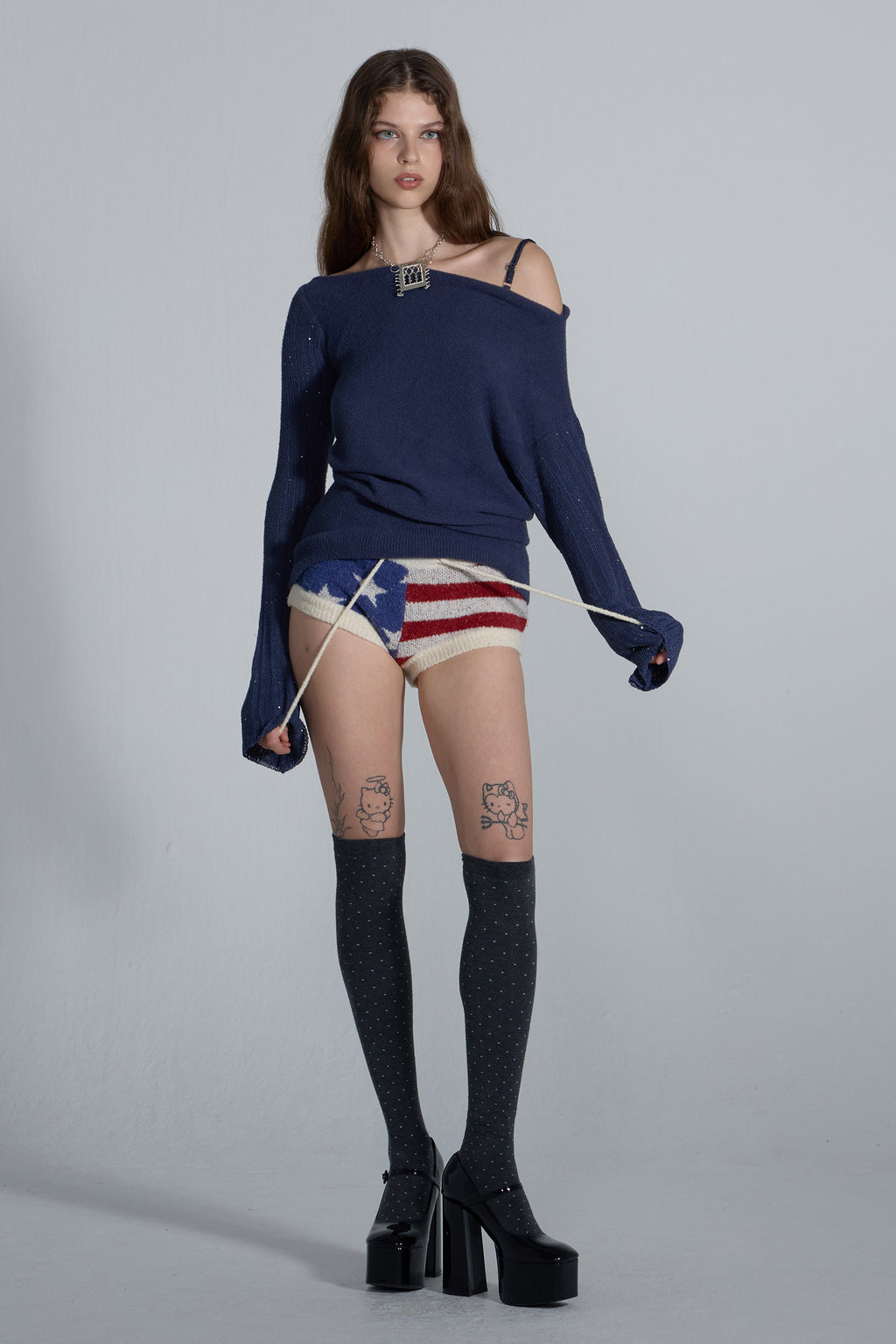 Sculptor Sequin Asymmetric Mini Dress Navy