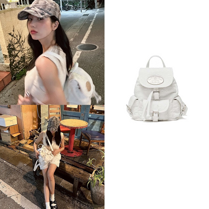 [權恩妃同款🎀] lotsyou Nostalgia Chubby Backpack - white