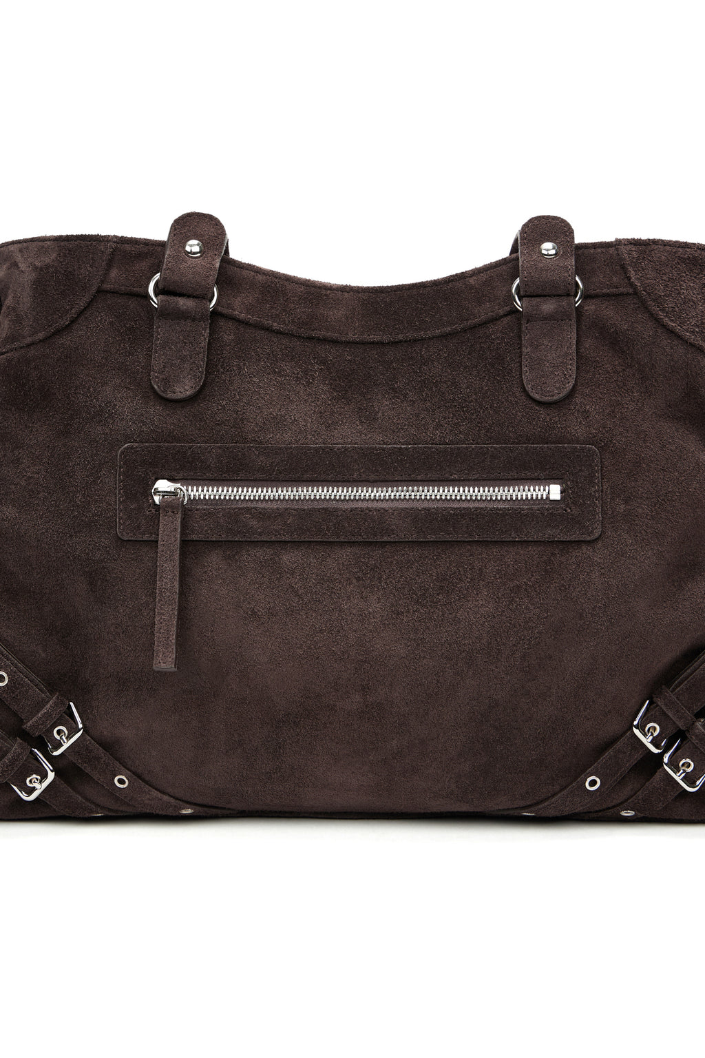 DEINET STUD POCKET BIG BAG IN SUEDE BROWN