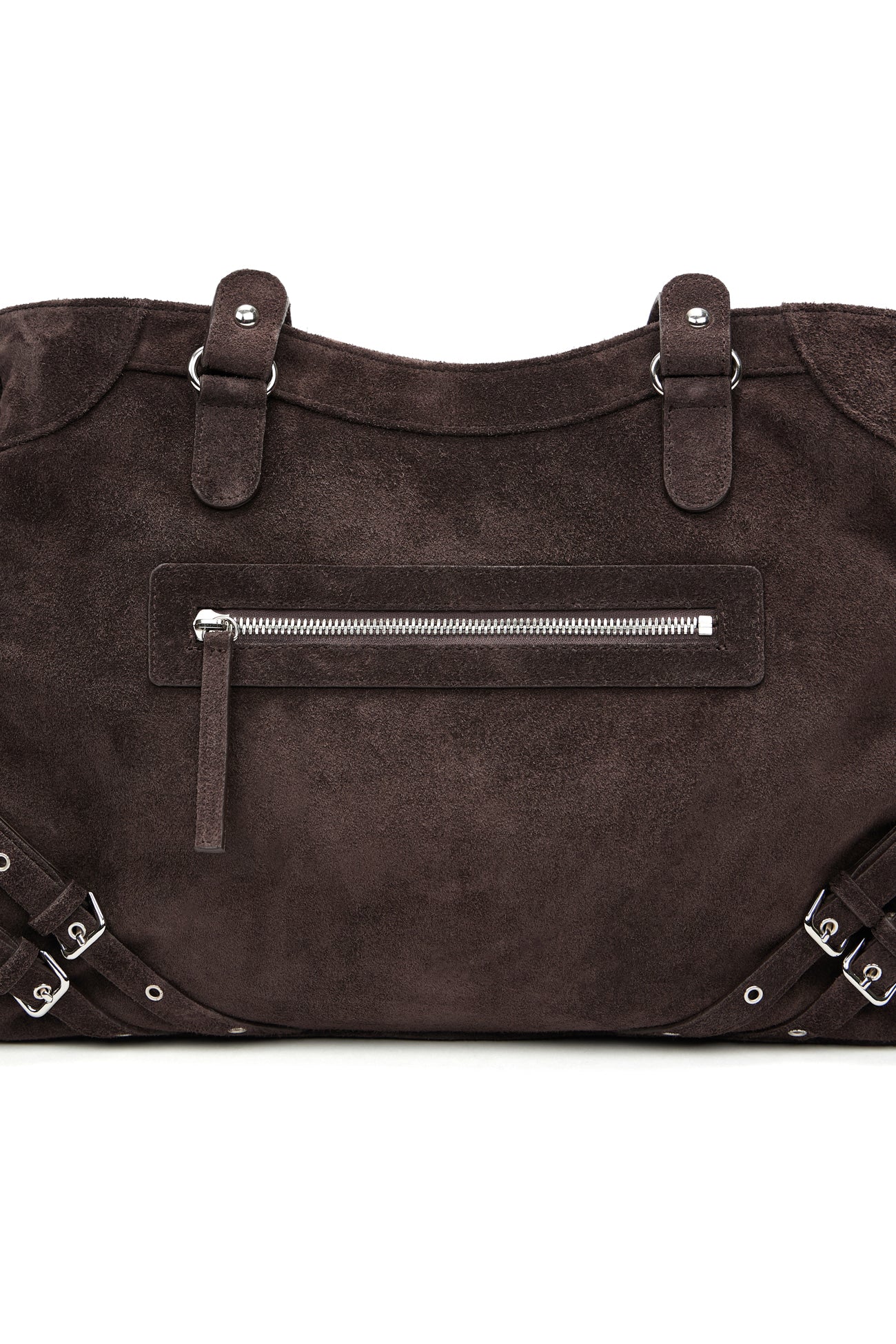 DEINET STUD POCKET BIG BAG IN SUEDE BROWN