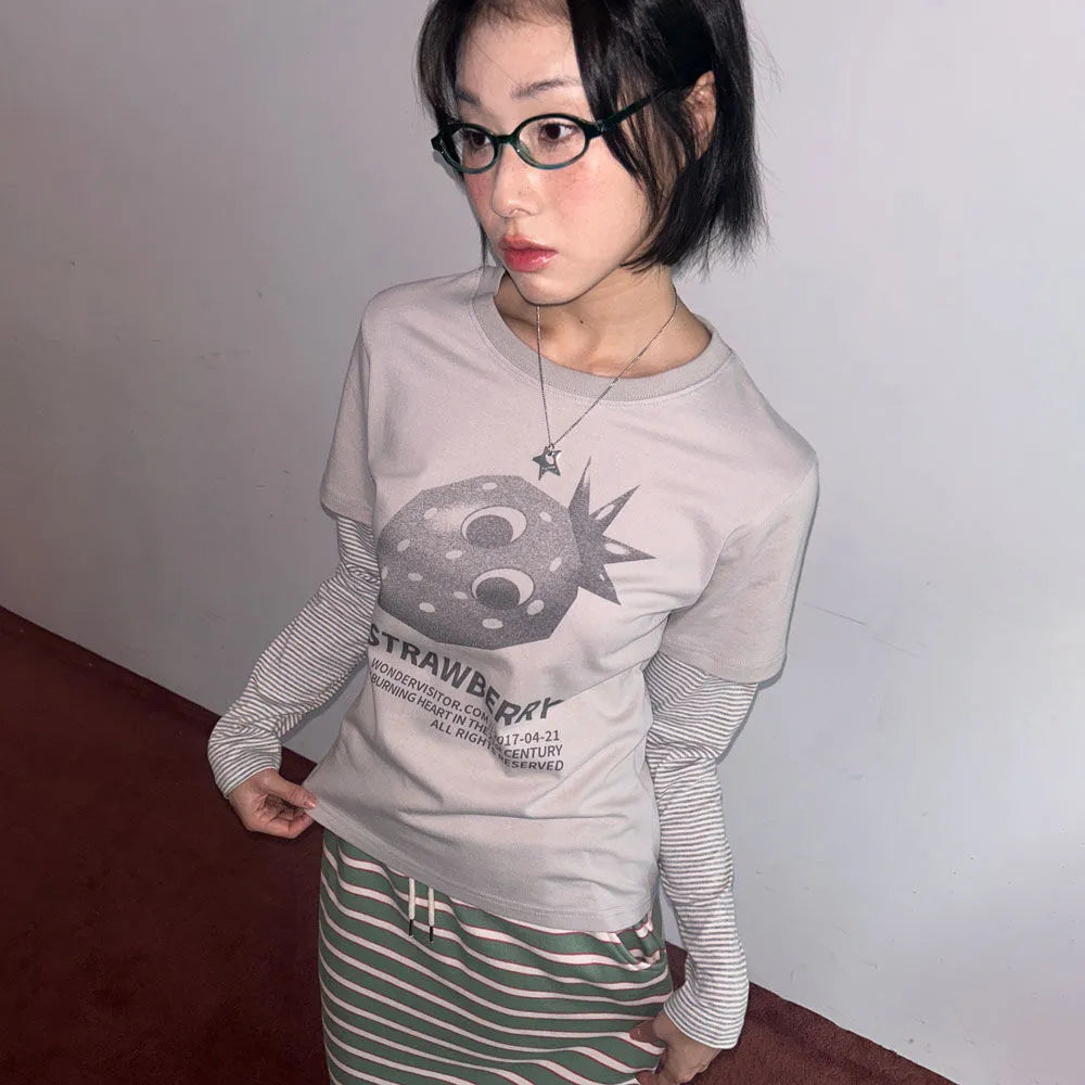 WONDERVISITOR Ash Strawberry Layered LS-T [Grey]