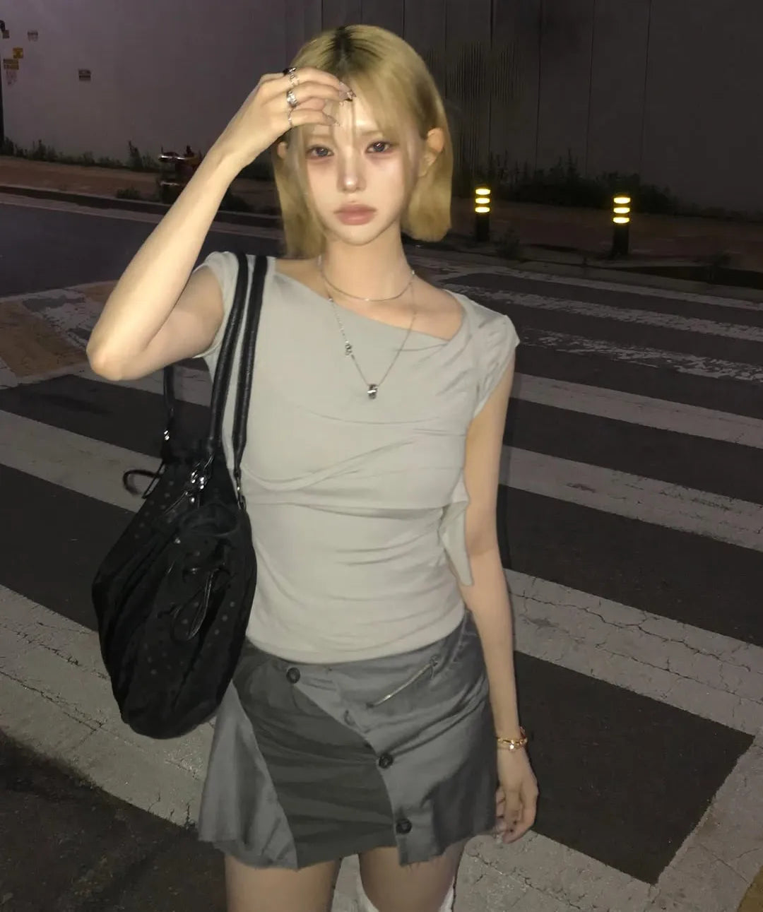 [FLAREUP] LAYERED BUSTIER T-SHIRT_4 COLORS