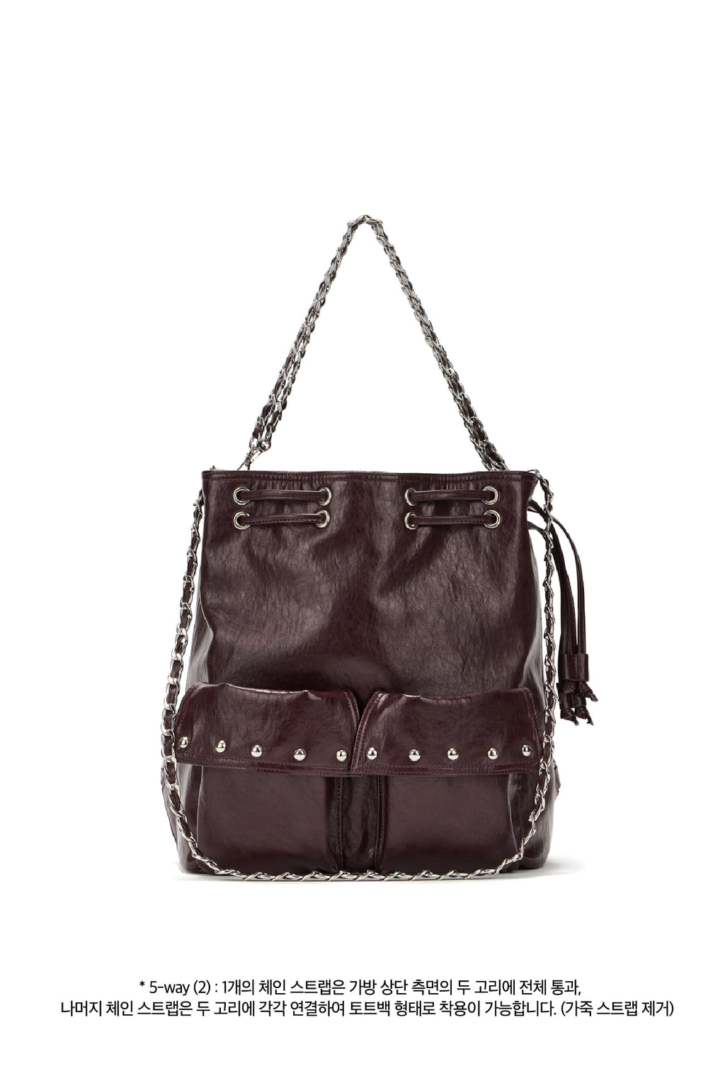 DEINET 5-WAY STUD POCKET MULTI BAG IN BURGUNDY