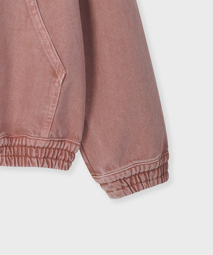 [Fallett x Lee] Washed Denim Hoodie Zip-Up / pink