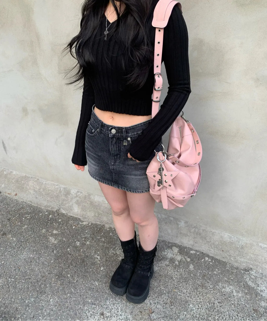 yeomim slouchy bag (pale pink) & keyring set