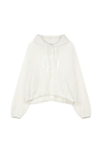DEINET SMOOTH D LOGO HOODIE IN IVORY / BLACK