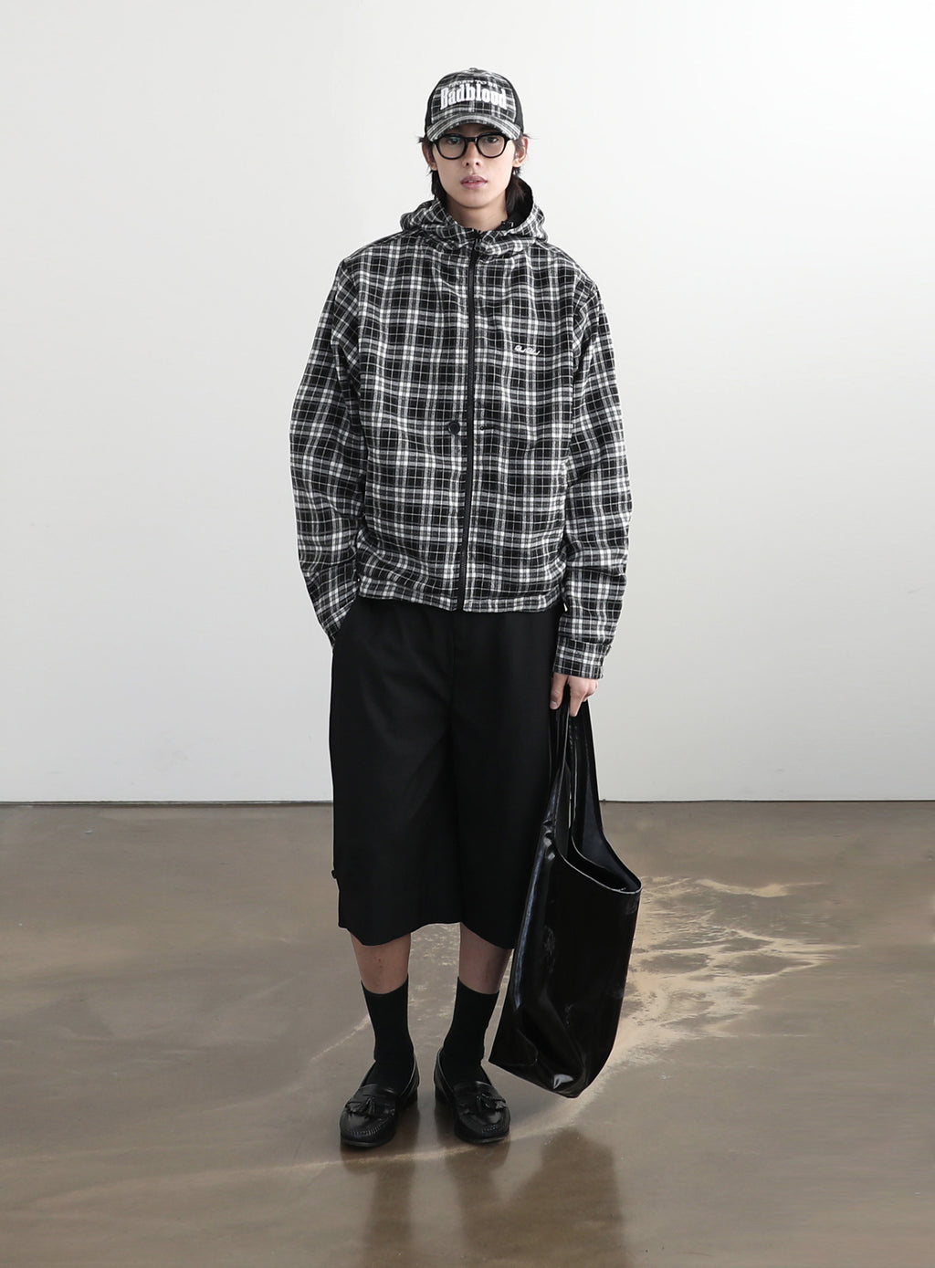 BADBLOOD Reversible Hoodie Windbreaker / Check Black