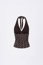Dot Halter Top Brown