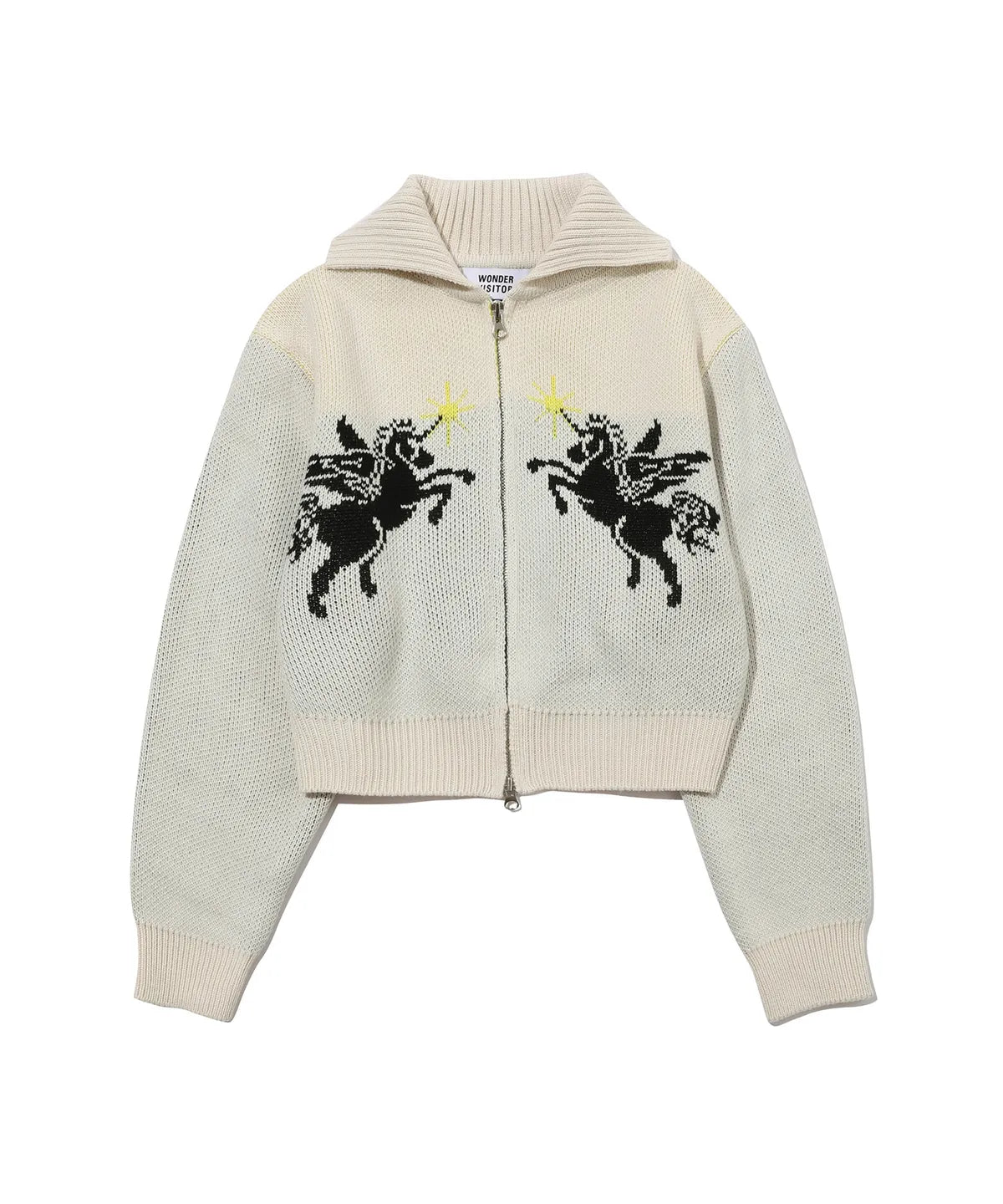 WONDERVISITOR UNICORN KNIT ZIP-UP / IVORY