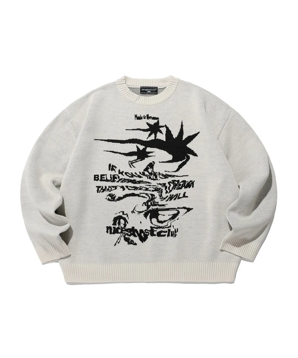 niceghostclub TORNADO LOGO KNIT_IVORY