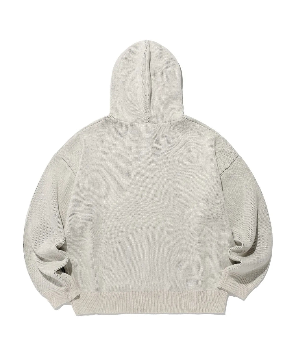 3STARS LOGO KNIT HOODIE_IVORY