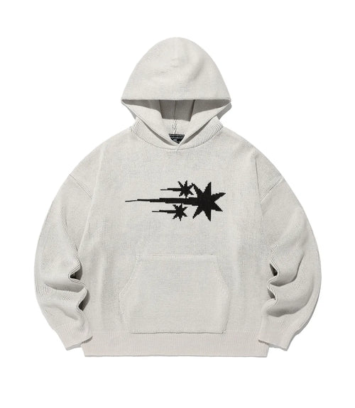3STARS LOGO KNIT HOODIE_IVORY